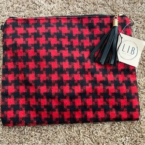 New L.I.B Black & Red Houndstooth Purse Bag